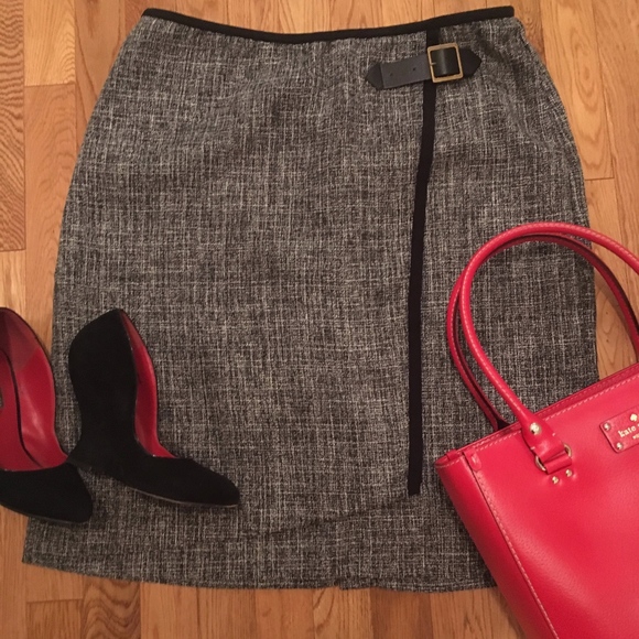NIC+ZOE Dresses & Skirts - Nic & Zoe Tweed Faux Wrap Pencil Skirt with Buckle